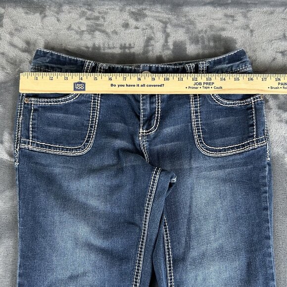Maurices Jeans Womens 9/10 Long Blue Original Bootcut Thick Stitch Rockabilly - Picture 2 of 10